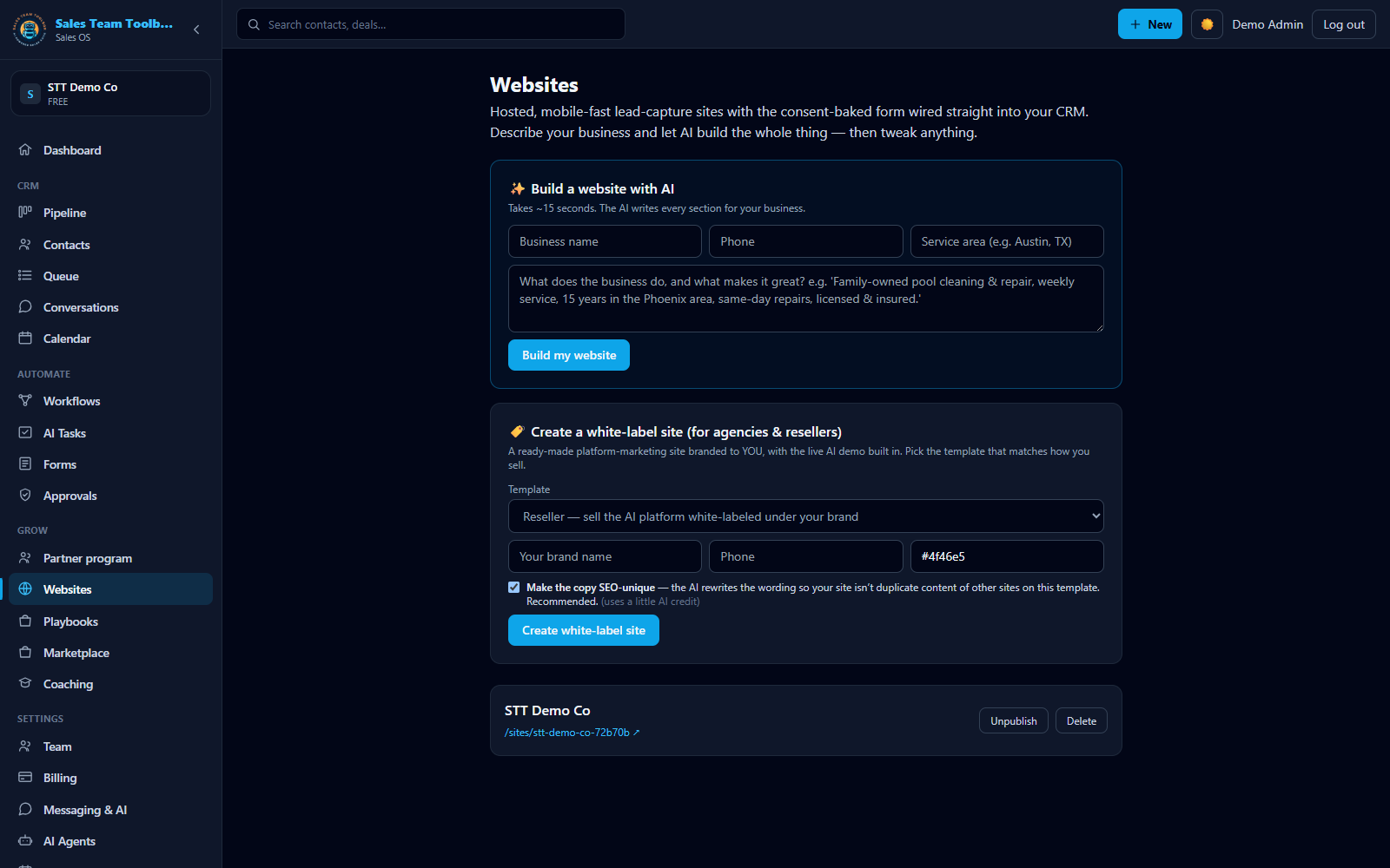 The website builder