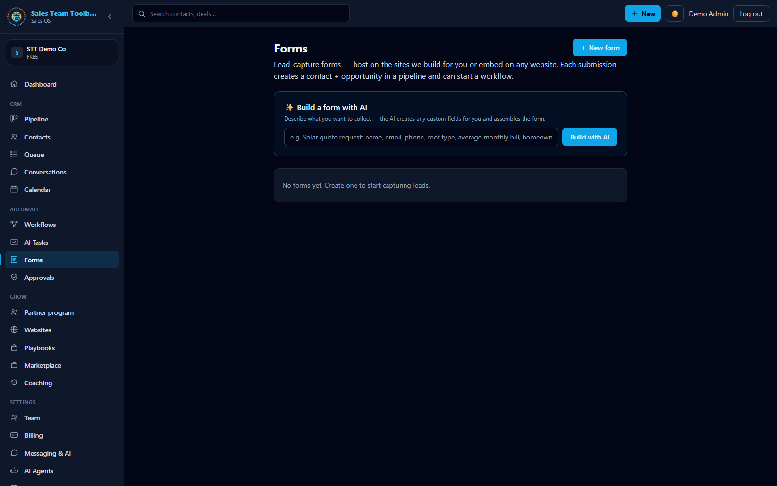 The forms builder